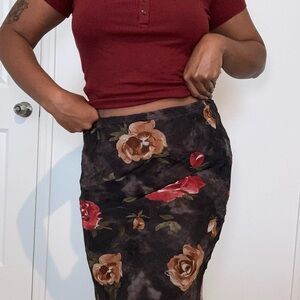 Floral Black Skirt